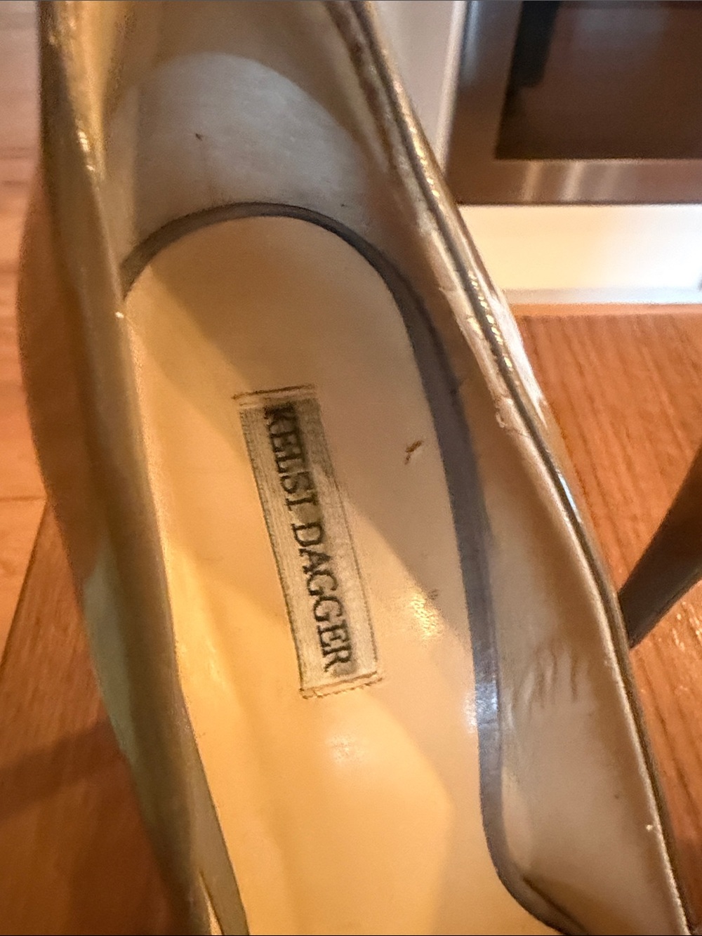 Kelsi Dagger Taupe Patent Round-Toe Platform Heels - Picture 8 of 8
